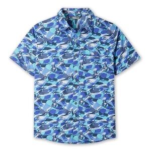 Stio Men's Curtis Camp Shirt Short Sleeve Hot Spring Brush Stroke Camo NWT